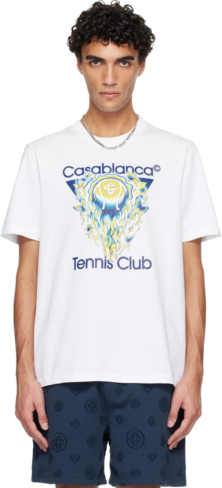 White Tennis Club Icon Short Sleeve T‑shirt by CASABLANCA