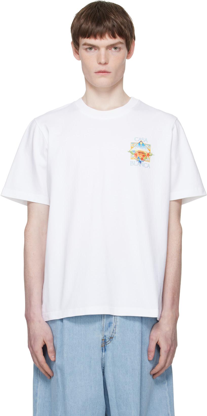 White Tennis Landscape Classic T‑shirt by CASABLANCA
