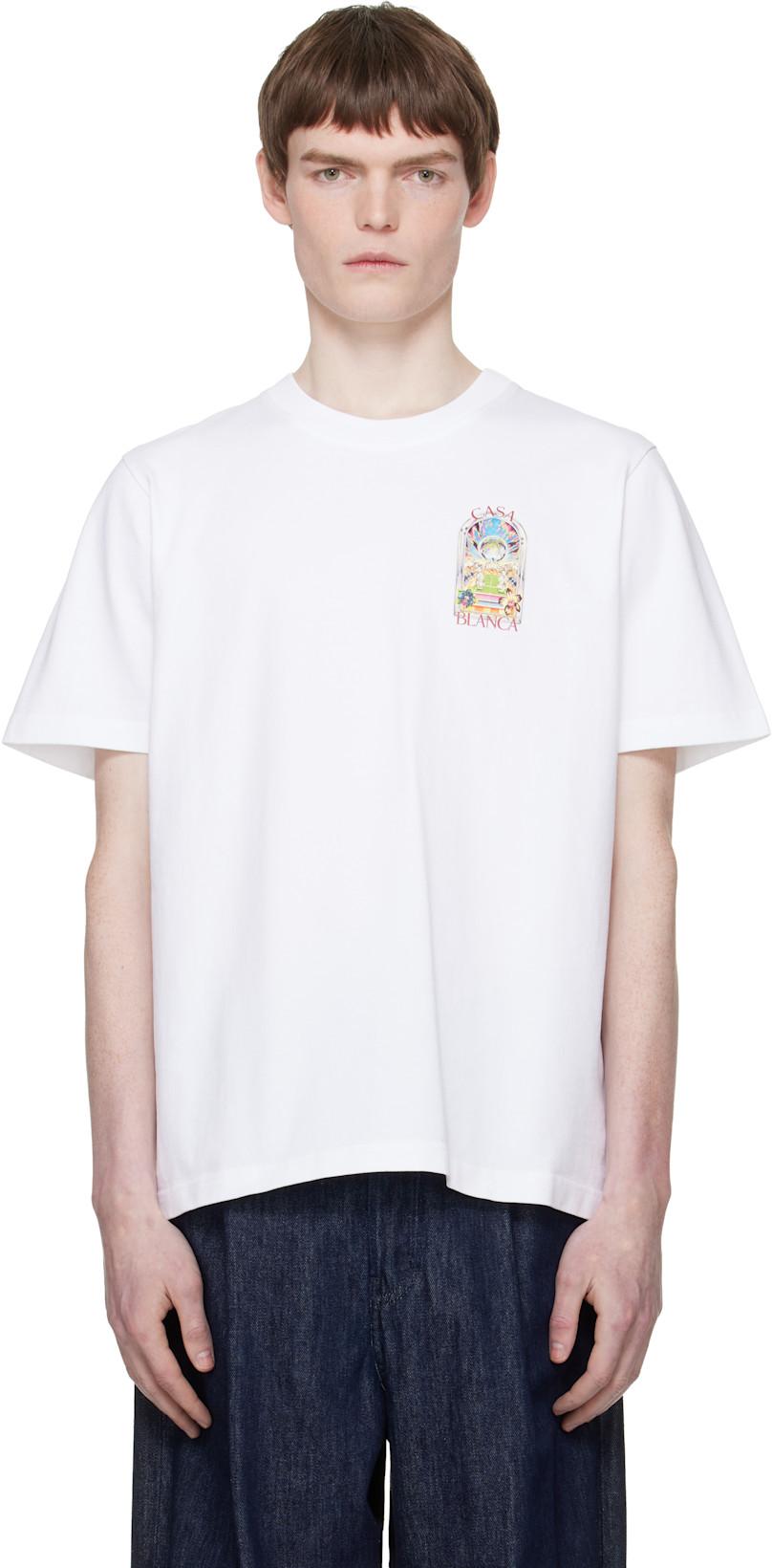 White Tennis Landscape Short Sleeve T‑shirt by CASABLANCA