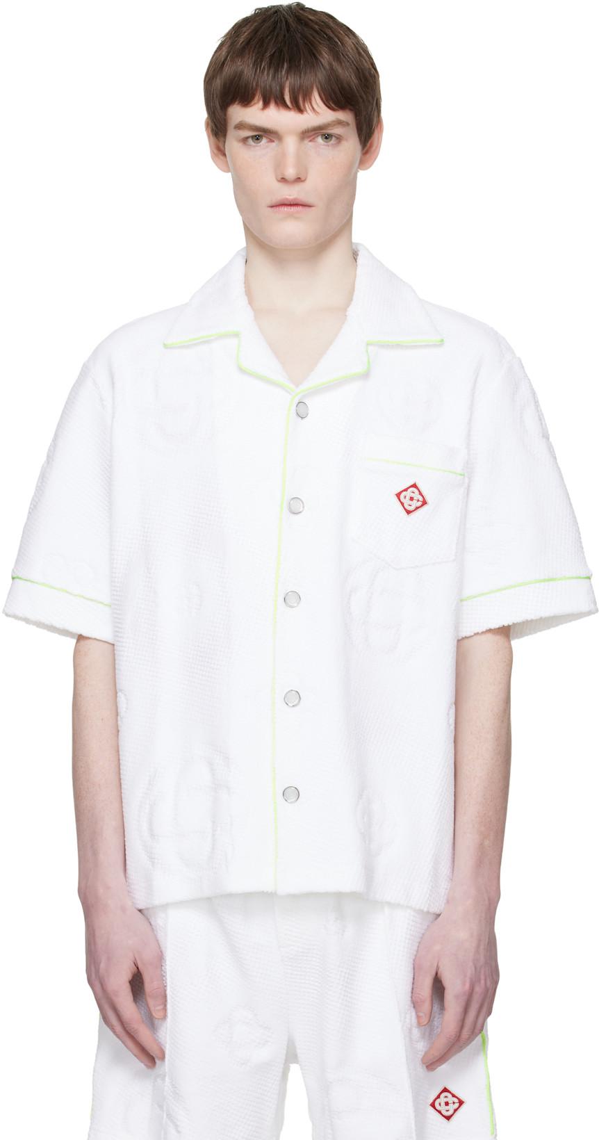 White Towelling Monogram Short Sleeve Shirt by CASABLANCA