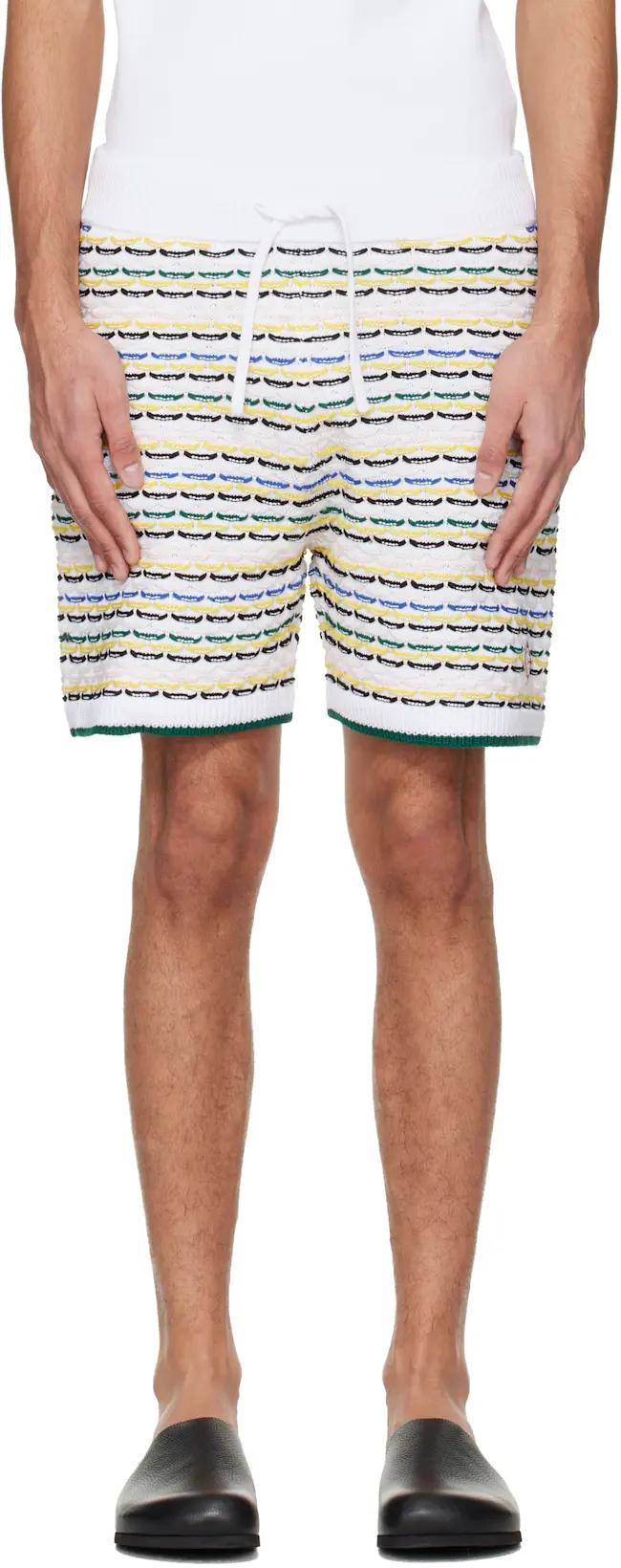 White Tuck Stitch Shorts by CASABLANCA