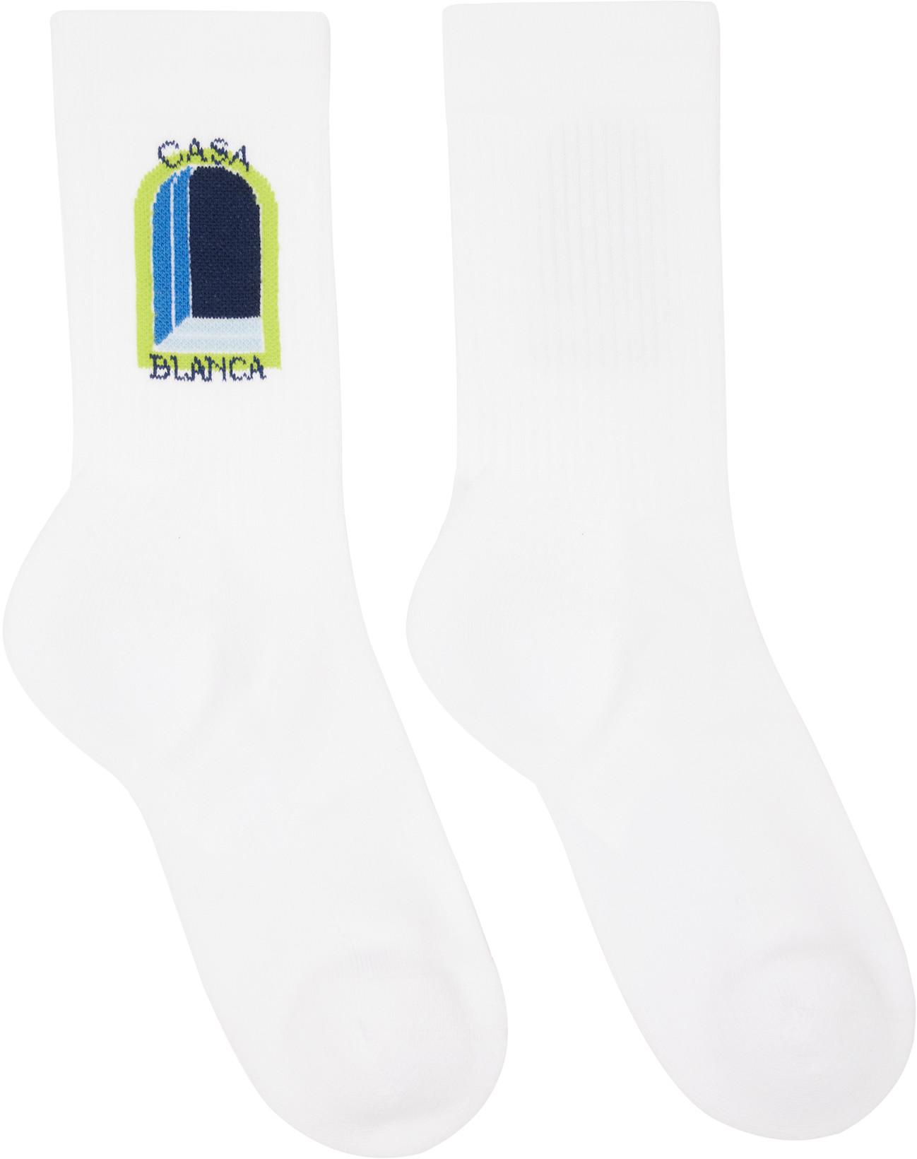 White & Blue Gradient Arch Socks by CASABLANCA