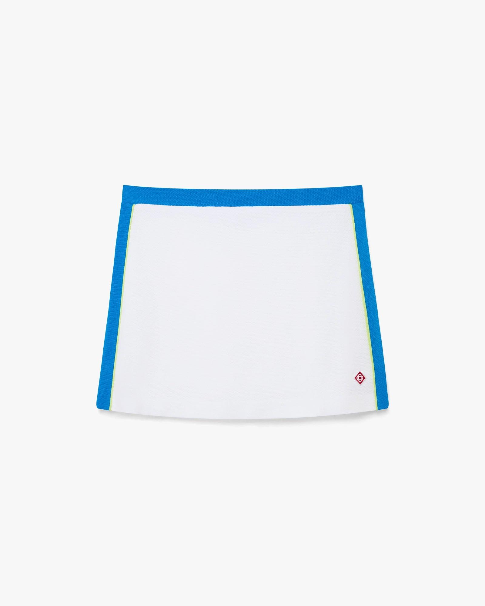 White &amp; Blue Pique Mini Skirt by CASABLANCA