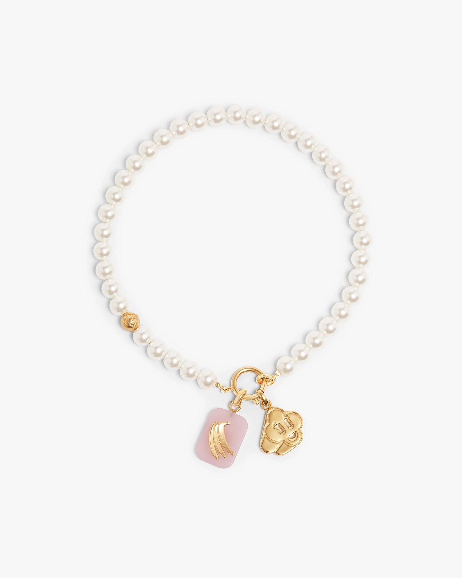 White &amp; Gold Icon Pearl Necklace by CASABLANCA