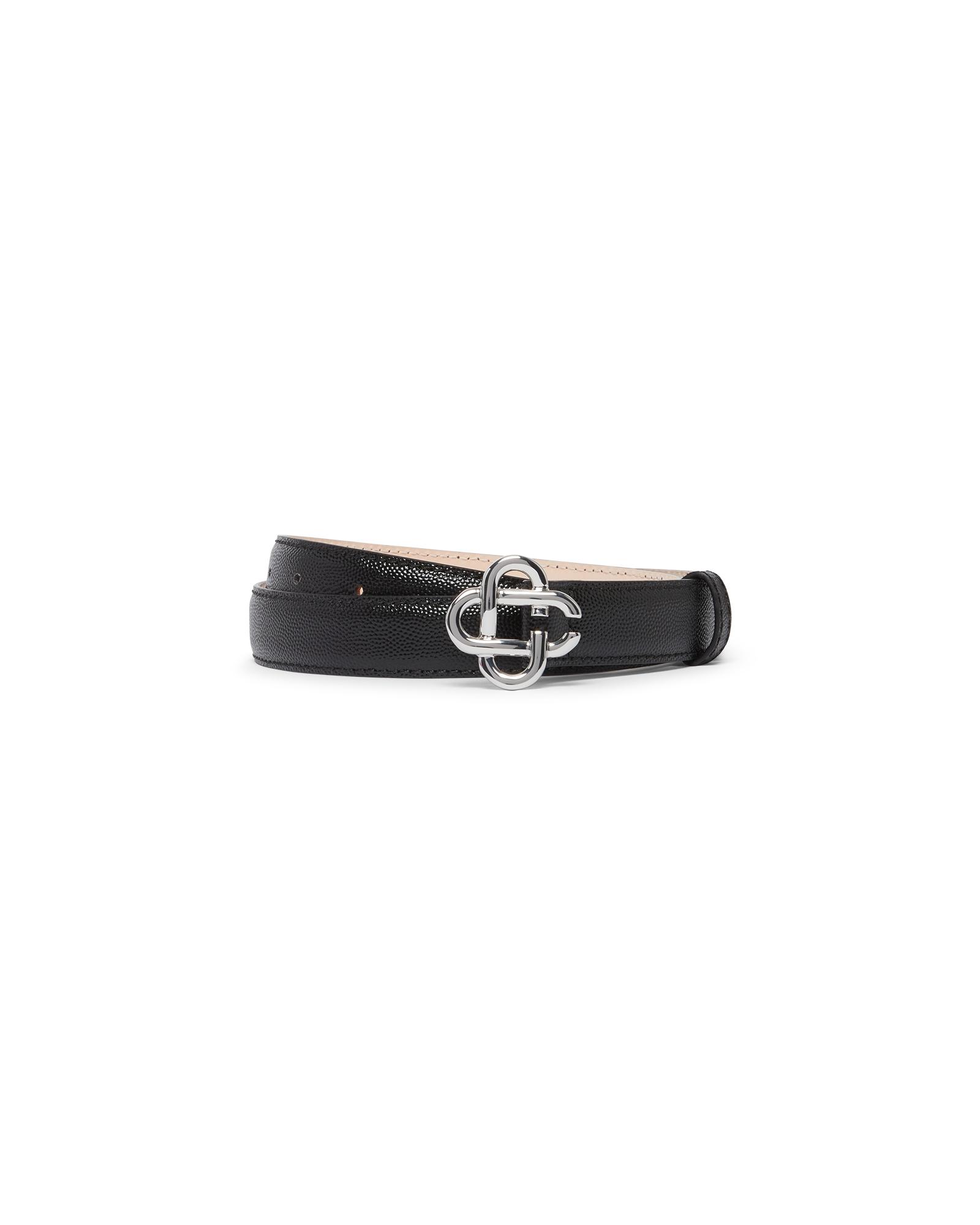 Women's Black Silver CC Logo Buckle Belt by CASABLANCA