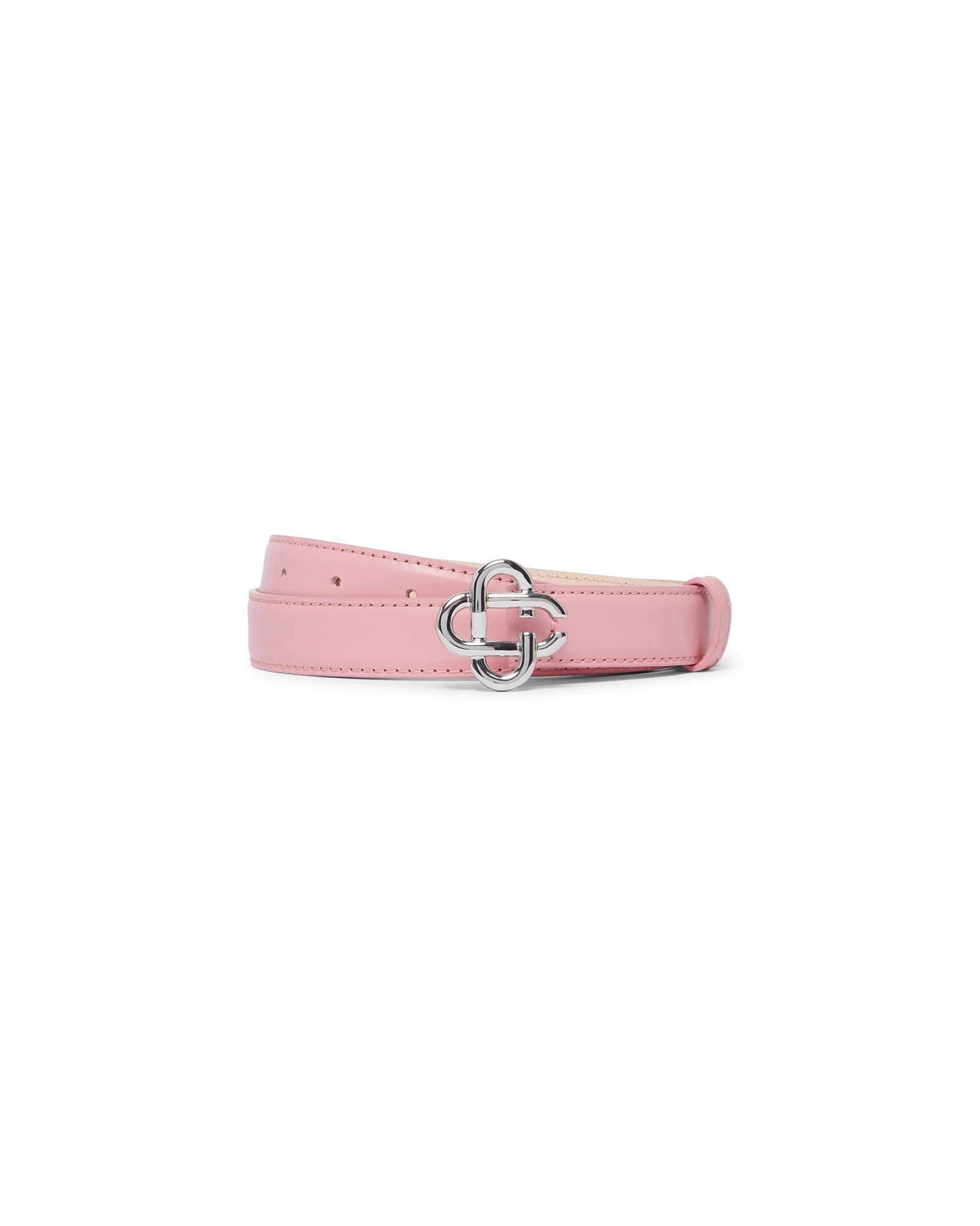Women's Pink Silver CC Logo Buckle Belt by CASABLANCA