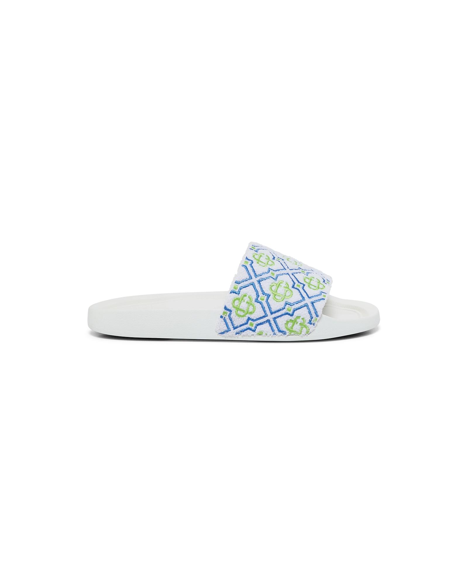 Women's White Monogram Pool Slides by CASABLANCA