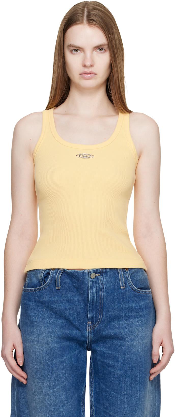 Yellow Corrosion Ribbed Tank Top by CASABLANCA