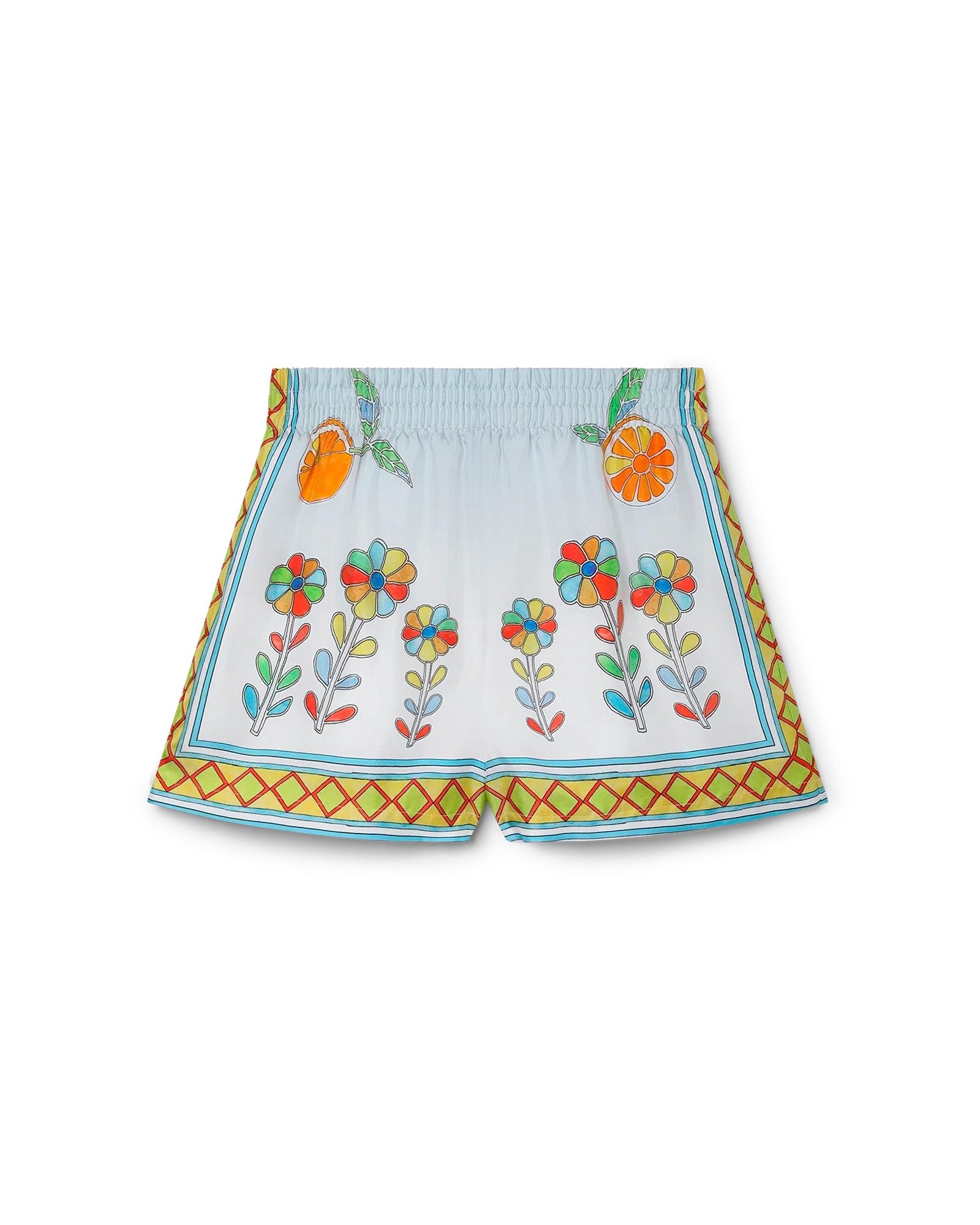 Yoruba Flowers Silk Shorts by CASABLANCA
