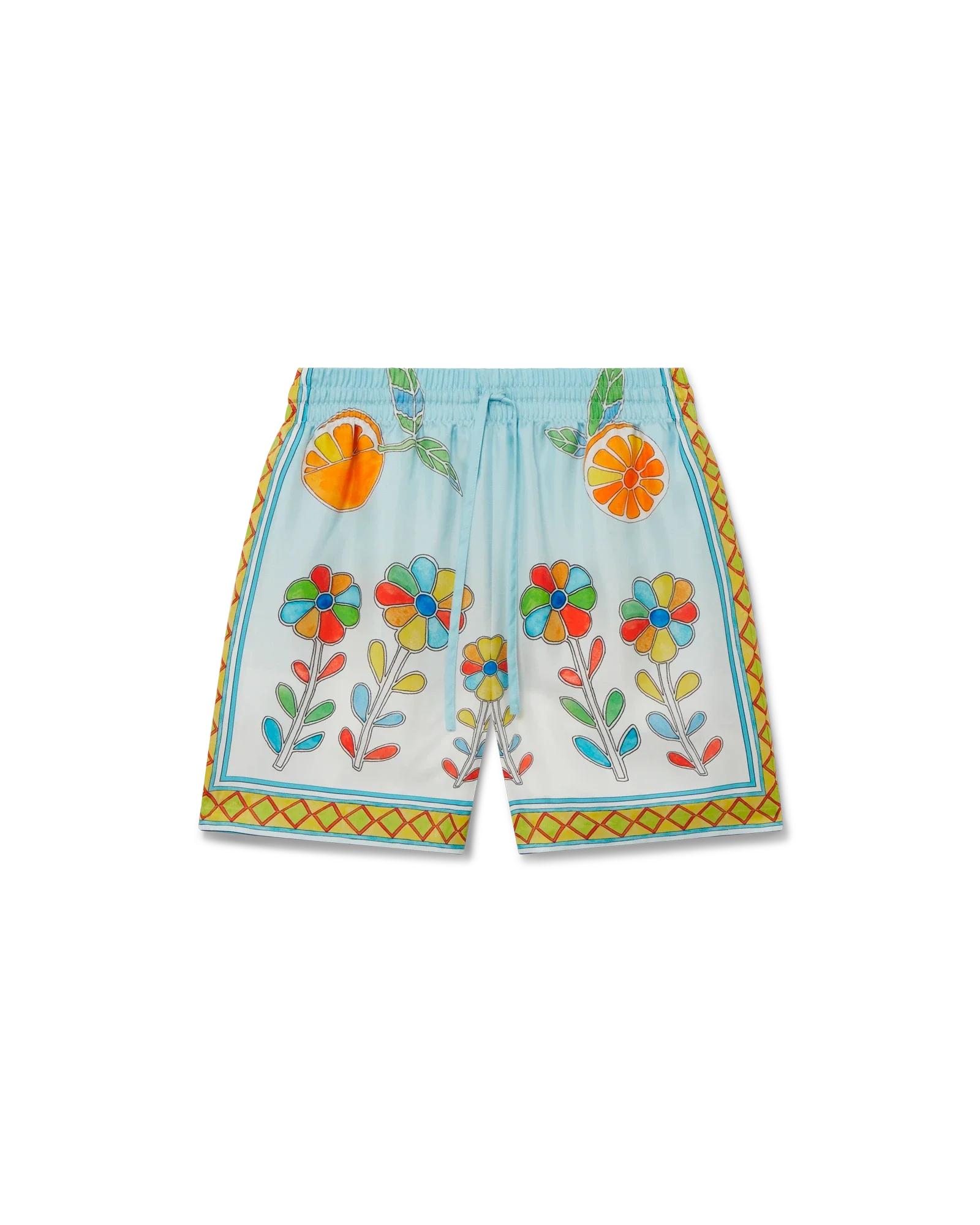 Yoruba Flowers Silk Shorts by CASABLANCA