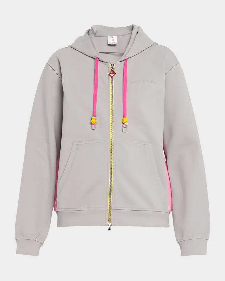 Zip-Front Stretch Cotton Hoodie by CASABLANCA