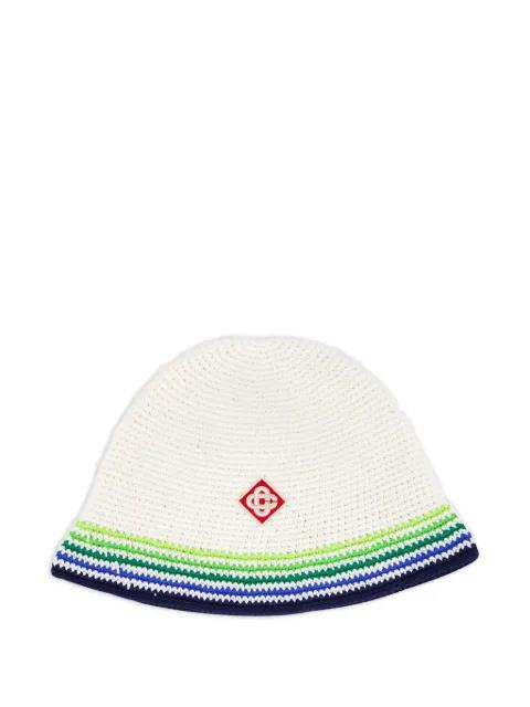 crochet-knit striped bucket hat by CASABLANCA