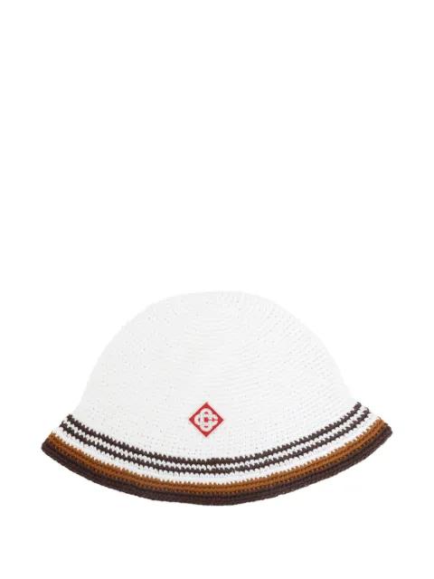 crochet-knit striped bucket hat by CASABLANCA