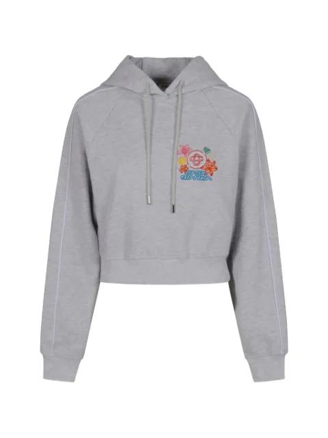 embroidered-detail cropped cotton hoodie by CASABLANCA
