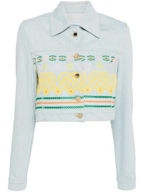 embroidered-detail denim jacket by CASABLANCA