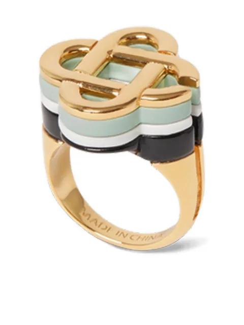 enamel-detailed logo ring by CASABLANCA