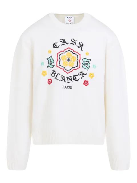 floral-embroidered crew-neck sweater by CASABLANCA