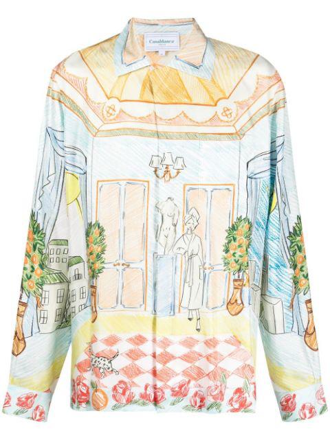 illustration-style print silk shirt by CASABLANCA