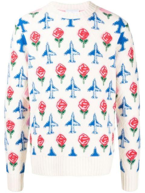 intarsia-knit crew neck jumper by CASABLANCA
