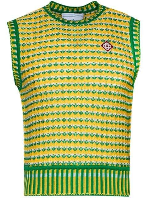 jacquard logo-appliqué knitted vest by CASABLANCA