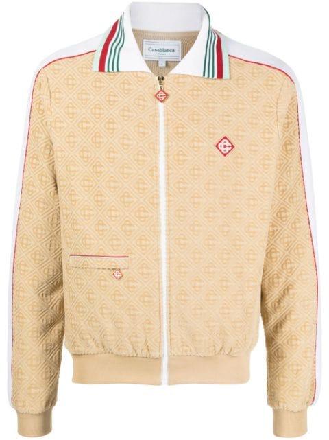 monogram-jacquard velour zip-up jacket by CASABLANCA