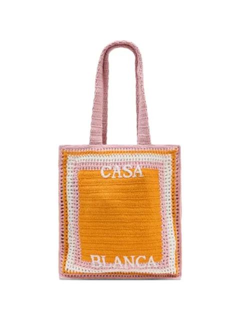 stripe crochet tote bag by CASABLANCA