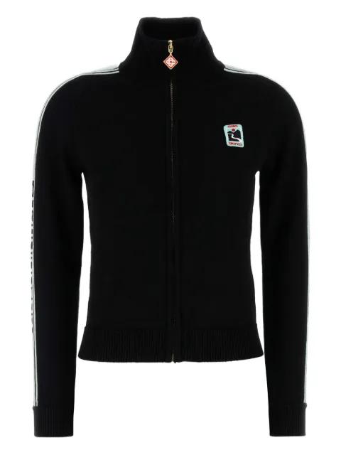 stripe-detail zip-up cardigan by CASABLANCA