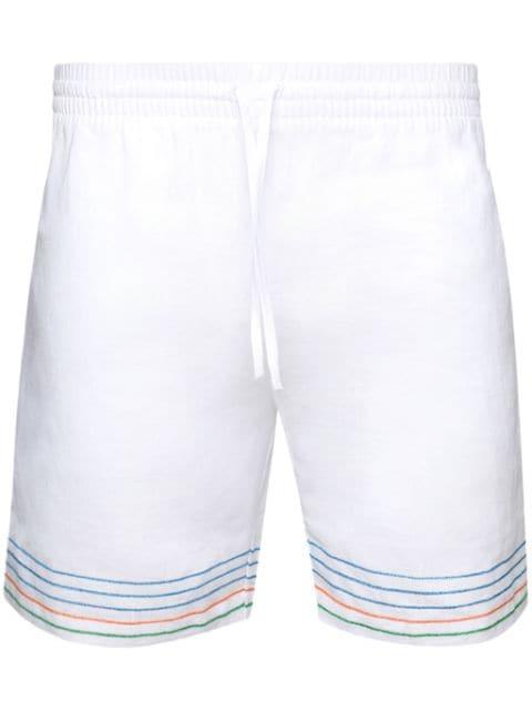 stripe-embroidered linen shorts by CASABLANCA