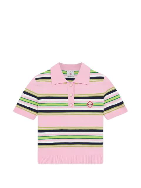 stripe-pattern logo-patch polo shirt by CASABLANCA