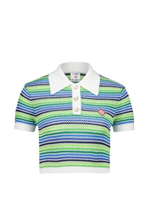 striped button-up polo shirt by CASABLANCA