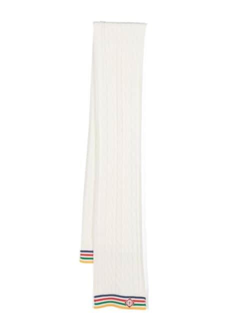 striped cable-knit wool scarf by CASABLANCA