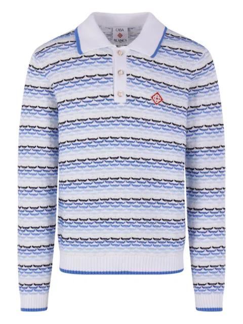 striped logo-appliqué polo shirt by CASABLANCA