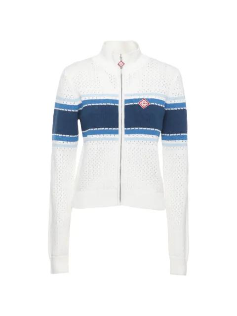 striped pointelle-knit cardigan by CASABLANCA
