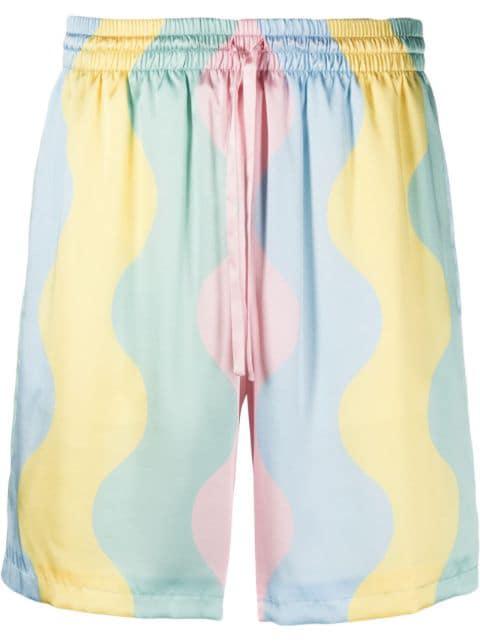 wave-print silk drawstring shorts by CASABLANCA