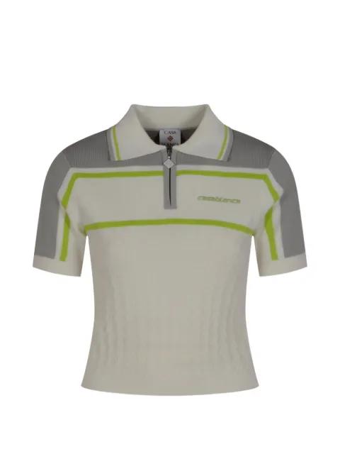 zip-up striped polo shirt by CASABLANCA