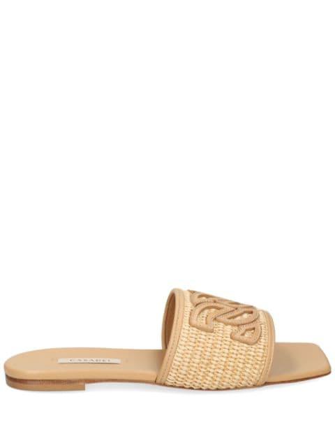Portofino woven-raffia slides by CASADEI
