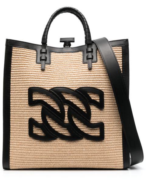 logo-detail leather tote bag by CASADEI