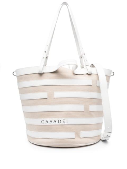 stripe-pattern leather tote bag by CASADEI