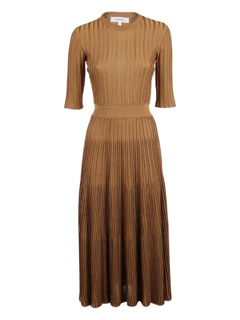 ribbed pleated midi dress by CASASOLA