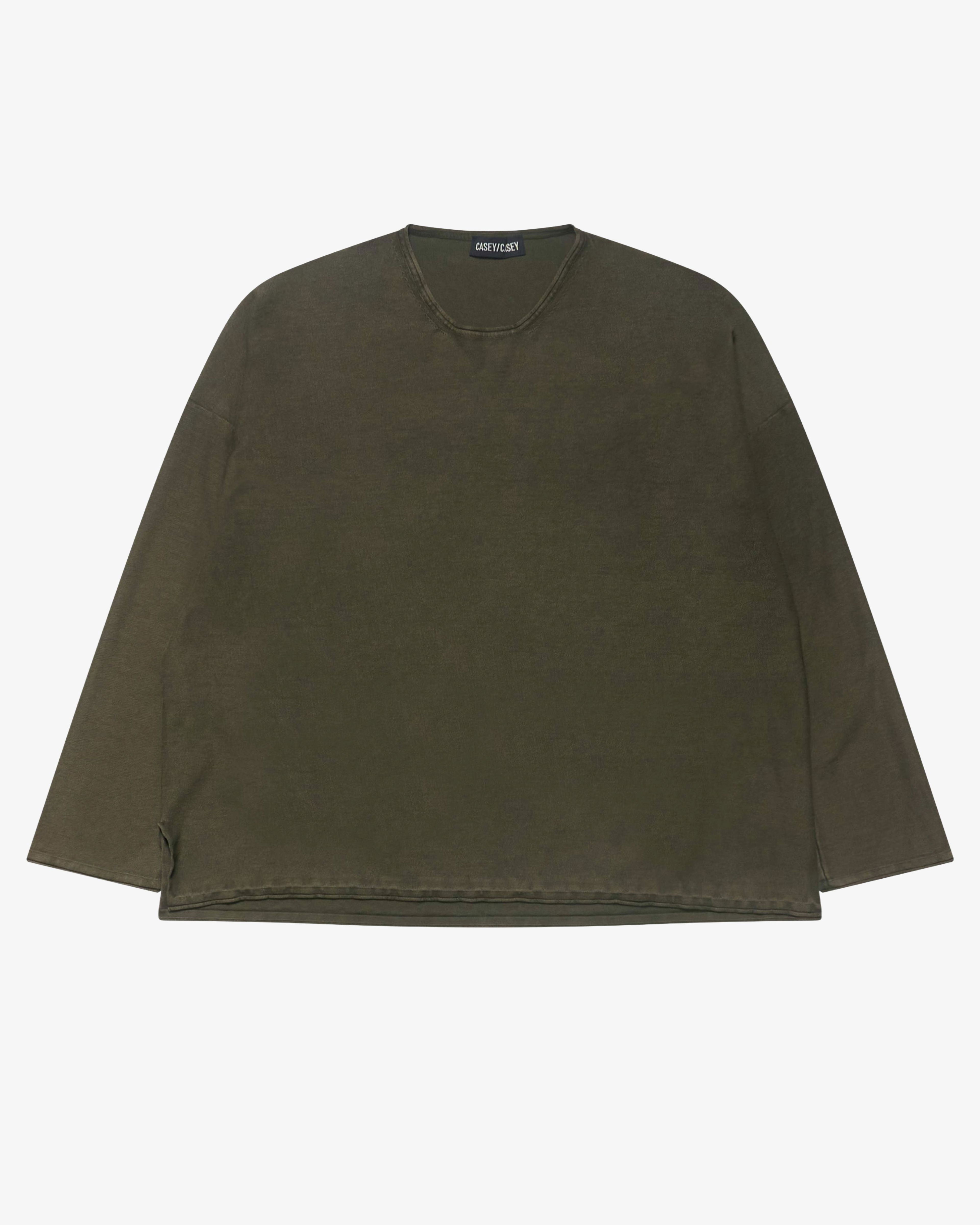 CASEY CASEY - Men's Overdyed T-Shirt Long Sleeve - (Khaki) by CASEY CASEY