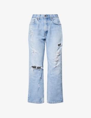 Distress/Bum Rip Straight-Leg Denim Jeans by CASEY JEAN BY JEAN VINTAGE