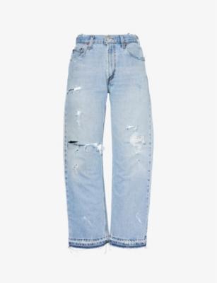 Distressed straight-leg mid-rise jeans by CASEY JEAN BY JEAN VINTAGE
