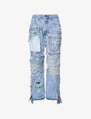 Patchwork Straight-Leg Denim Jeans by CASEY JEAN BY JEAN VINTAGE