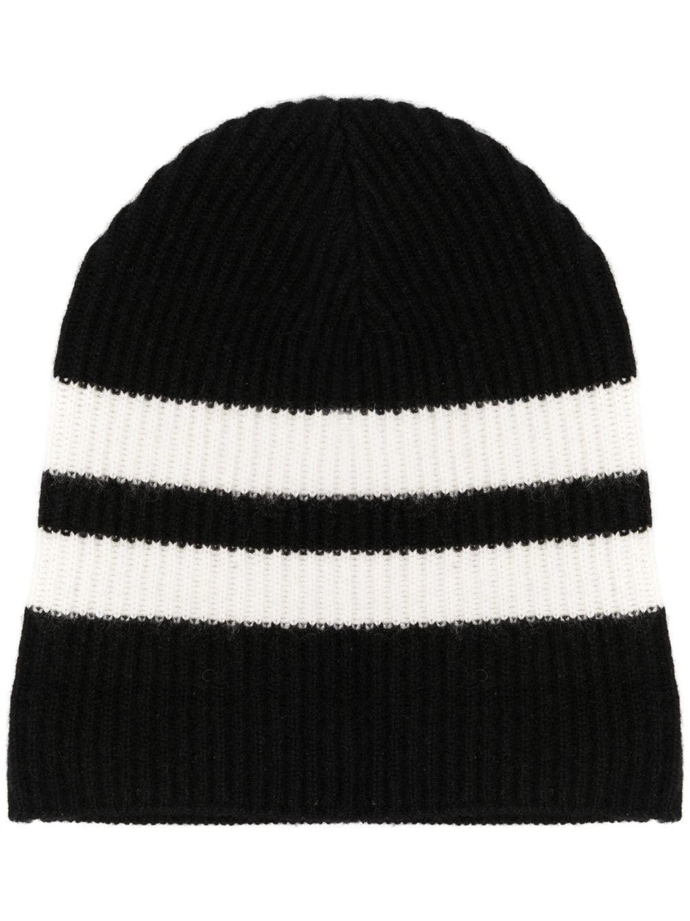 striped ribbed-knit beanie by CASHMERE IN LOVE