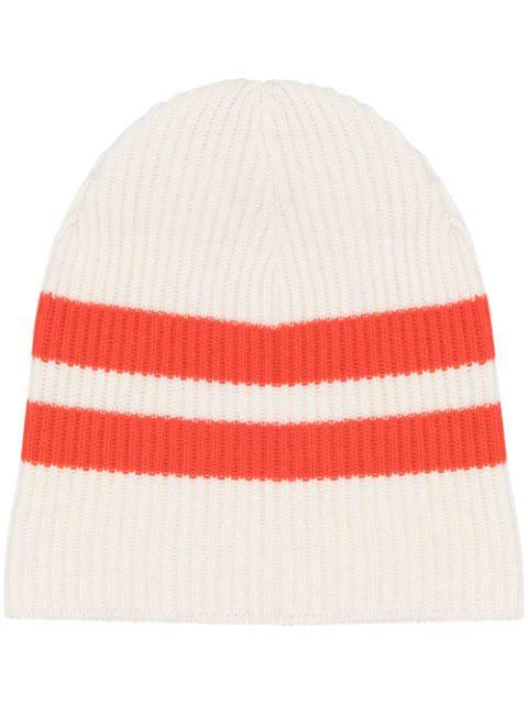 striped ribbed-knit beanie by CASHMERE IN LOVE