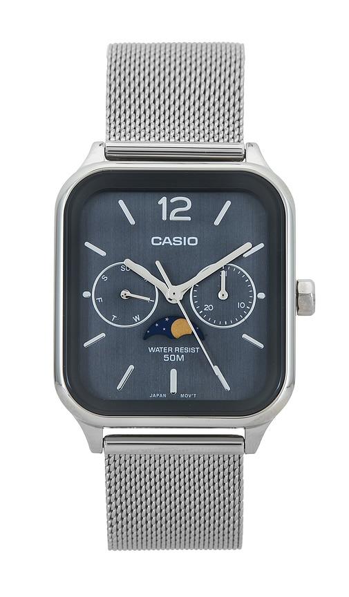 Casio Moon Phase Watch in Metallic Silver by CASIO