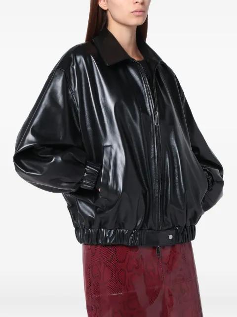 zip leather bomber jacket by CASSELL