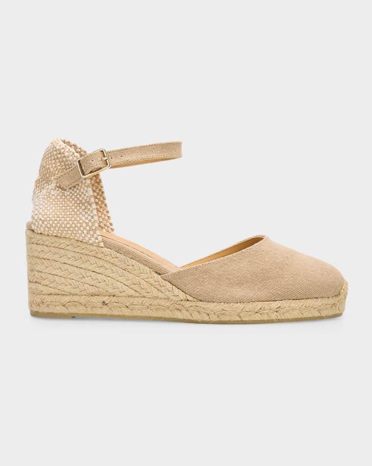 Carol Canvas Ankle-Strap Wedge Espadrilles by CASTANER
