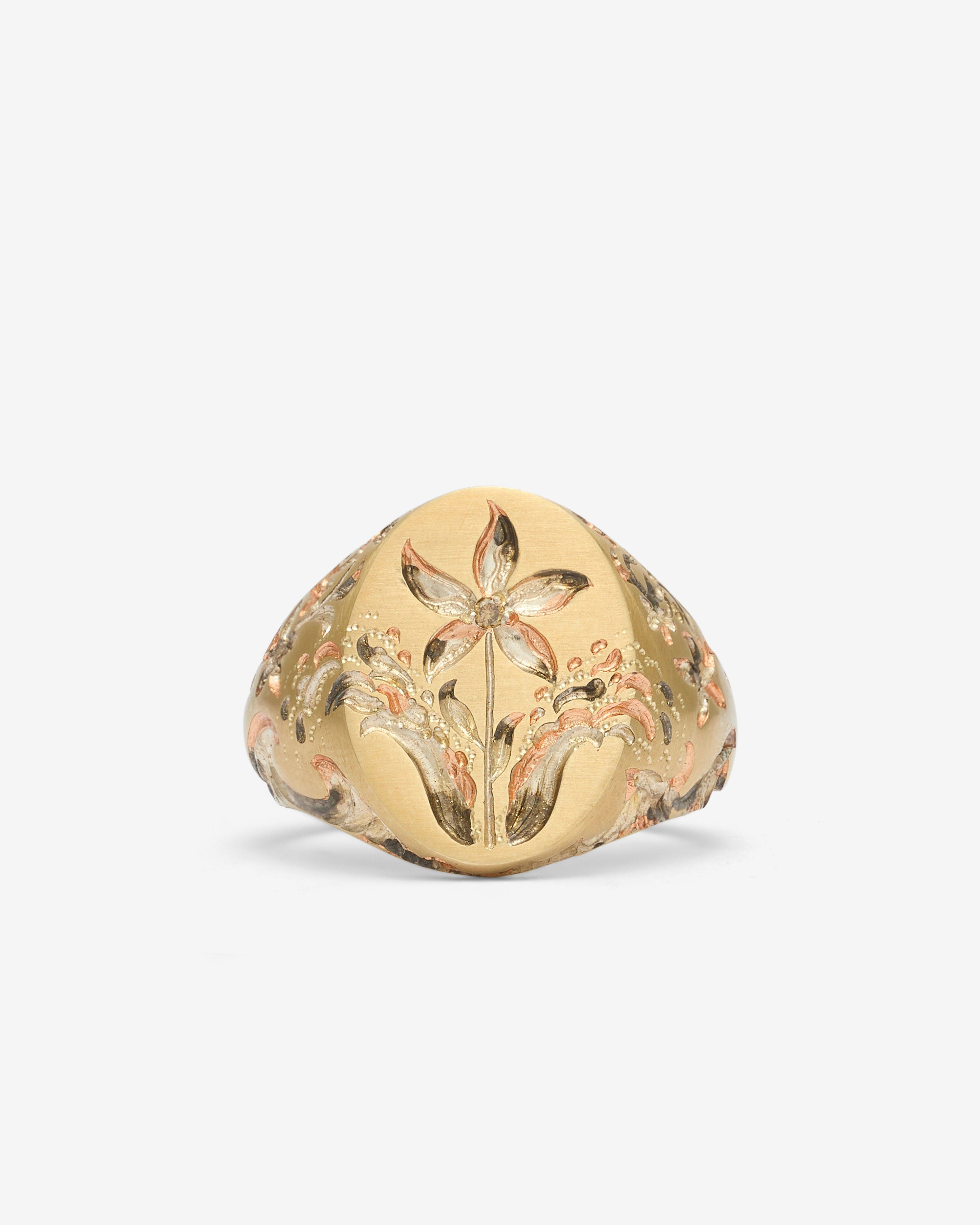 Castro - Bauhinia Signet Ring - (Yellow Gold) by CASTRO