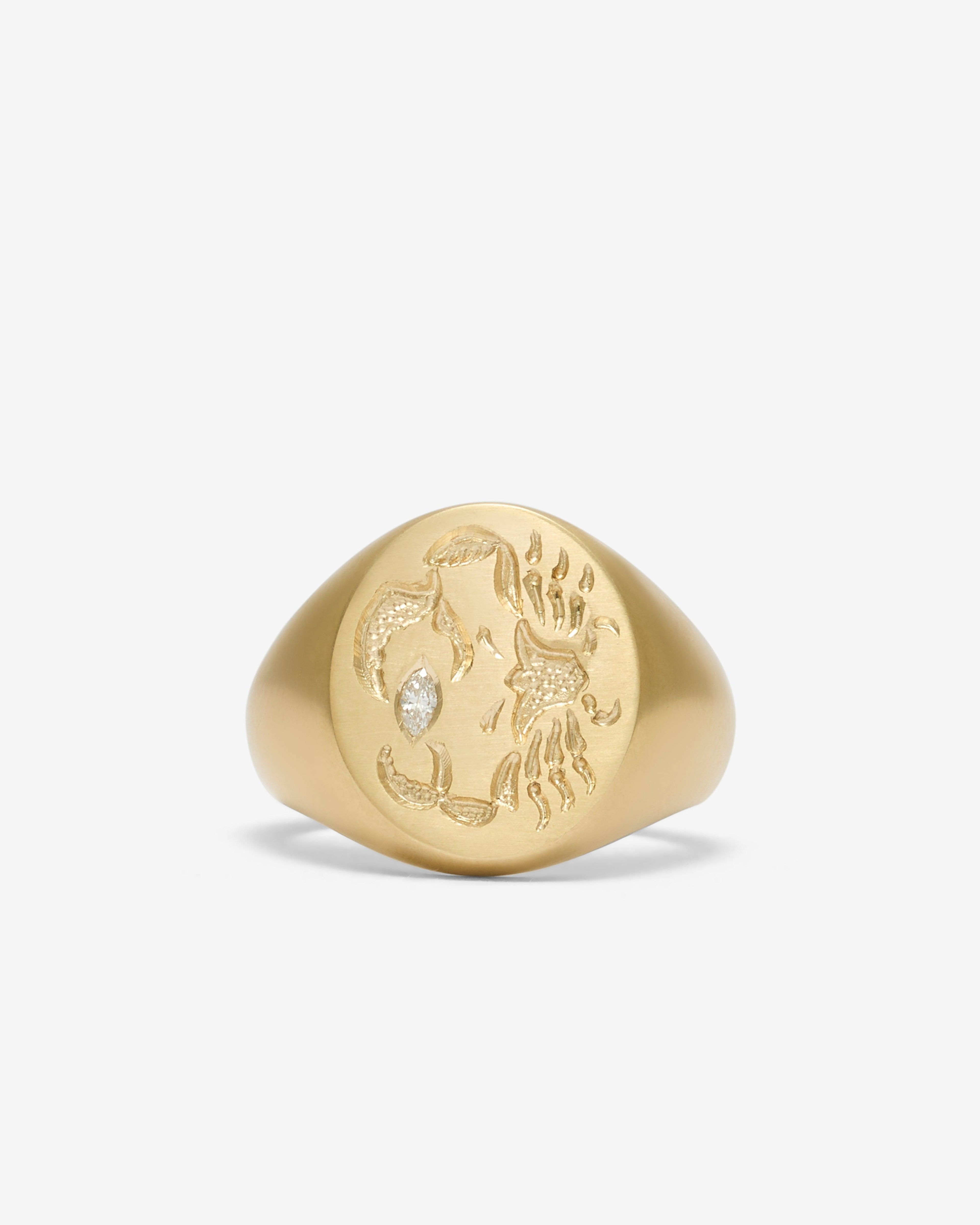 Castro - Crab Cancer Signet Ring - (Yellow Gold) by CASTRO